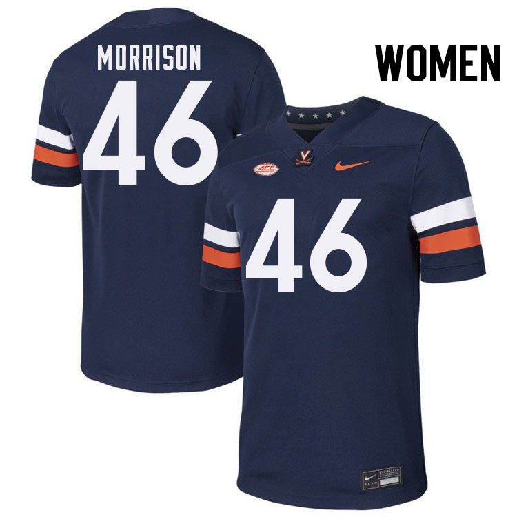 Women Virginia Cavaliers #46 Chase Morrison College Football Jerseys Stitched-Navy